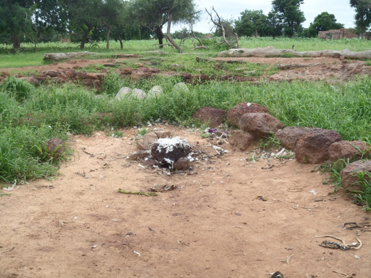 ...sur ce caillou les offrandes rituelles.